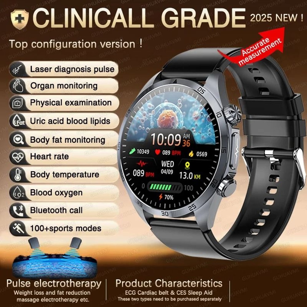 Pulse ECGPPG Health Smart Watch Blood Lipid Uric Acid BP Monitor Pro Mens Laser Care Body Fat S