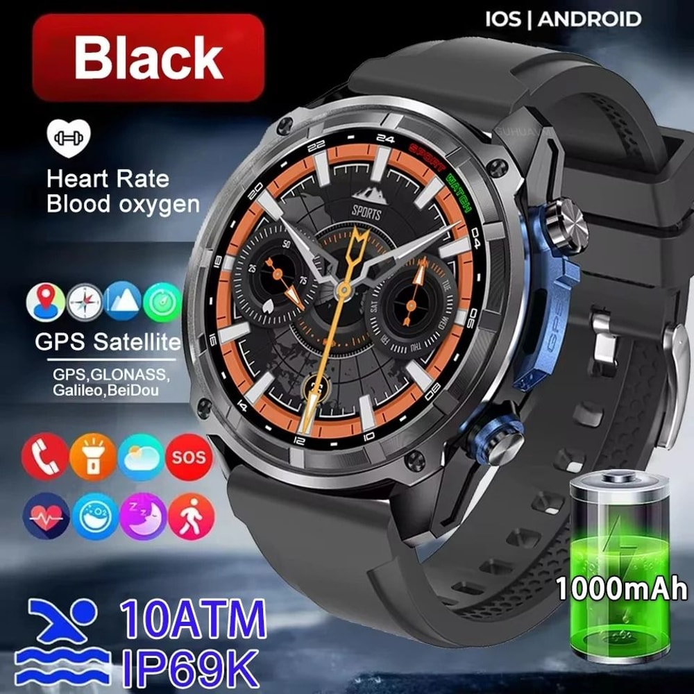 TRex Ultra Military GPS Smart Watch Offline Maps 4GB Memory 10ATM Pro 1000mAh Outdoor Navigation 8