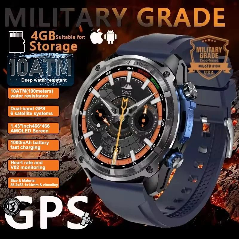 TRex 3 Pro GPS Smart Watch 1000mAh Battery 4GB Offline Maps 10ATM Military Grade Outdoor Sport W 9
