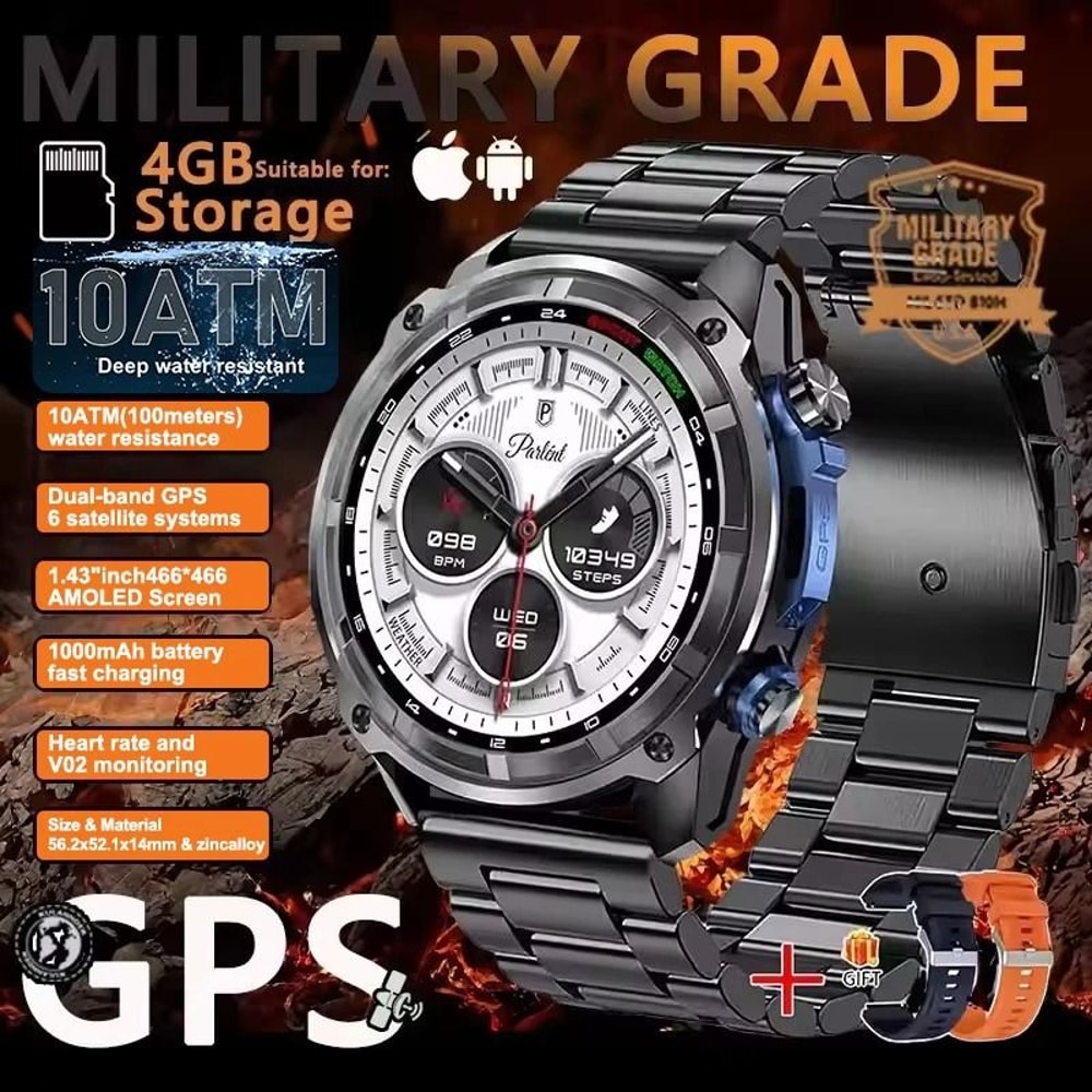 TRex 3 Pro GPS Smart Watch 1000mAh Battery 4GB Offline Maps 10ATM Military Grade Outdoor Sport W 11