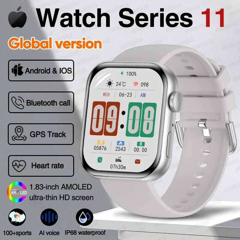 Series 11 Original Smart Watch AMOLED HD Display GPS Track Pro Bluetooth Call Waterproof Sports