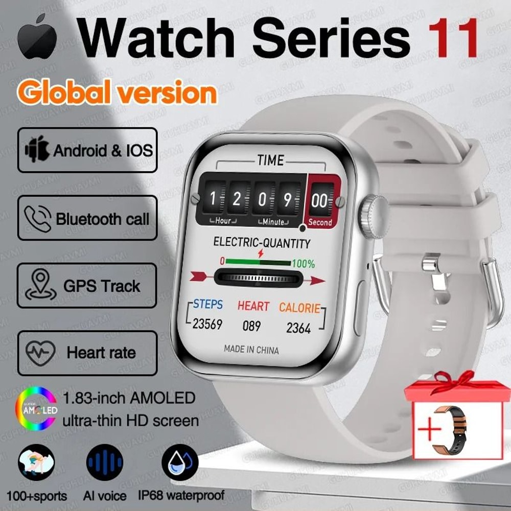 Series 11 Original Smart Watch AMOLED HD Display GPS Track Pro Bluetooth Call Waterproof Sports