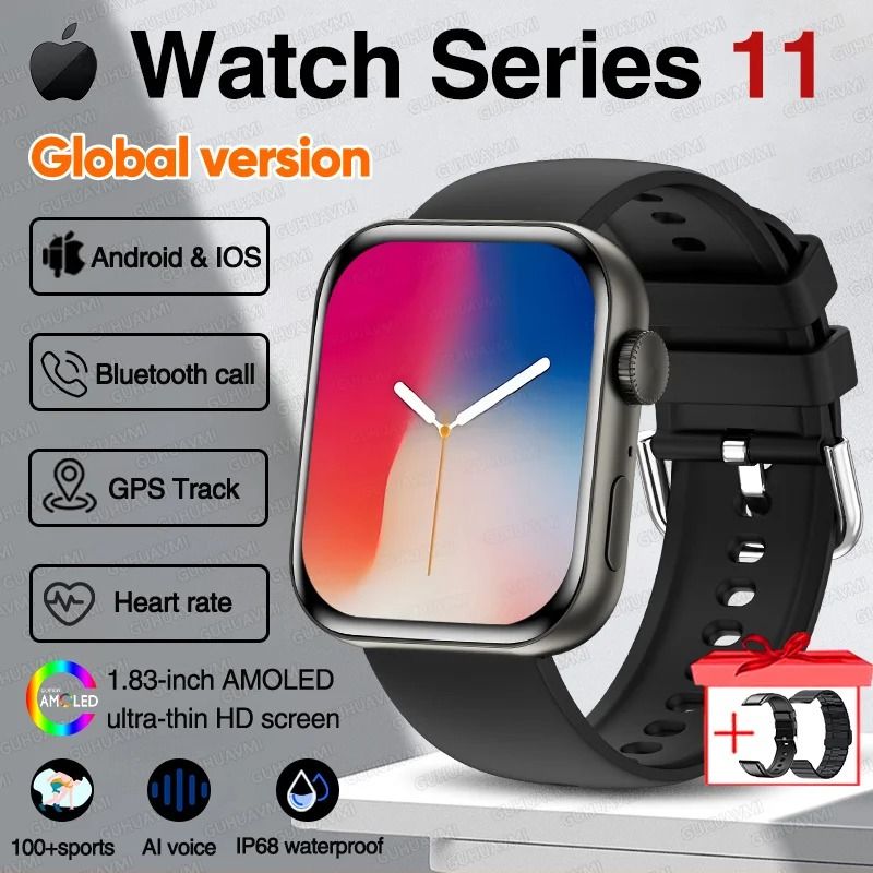 Series 11 Original Smart Watch AMOLED HD Display GPS Track Pro Bluetooth Call Waterproof Sports