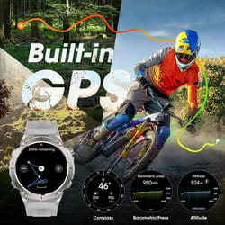 stratos 4 gps tactical smart watch – 1.43" amoled hd display & compass – pro barometric altimeter & flashlight smartwatc