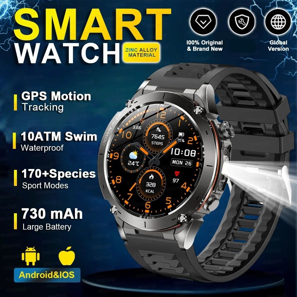 Stratos 4 GPS Tactical Smart Watch 143 AMOLED HD Display Compass Pro Barometric Altimeter Flash 5