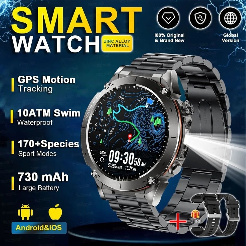 Stratos 4 GPS Tactical Smart Watch 143 AMOLED HD Display Compass Pro Barometric Altimeter Flash 14
