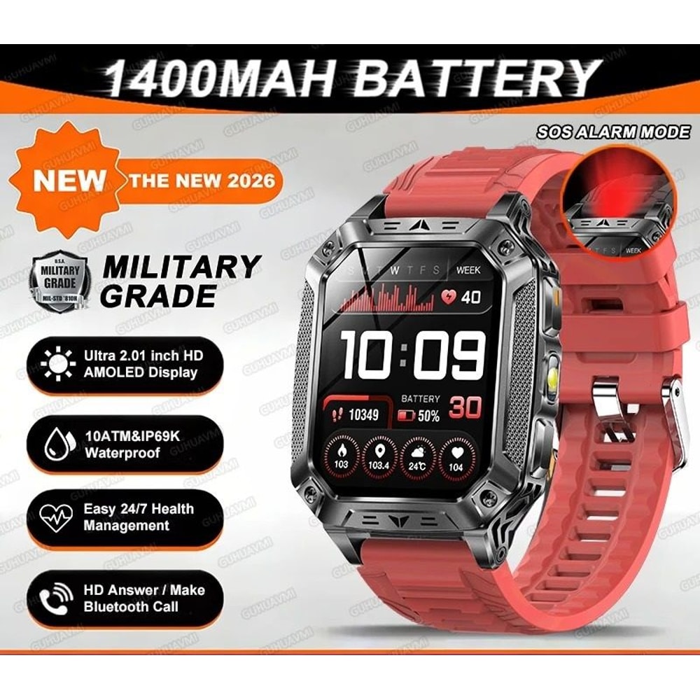 TANK Ultra Military Smart Watch 1400mAh Battery 201 AMOLED 10ATM Waterproof GPS Tactical SmartWa 9