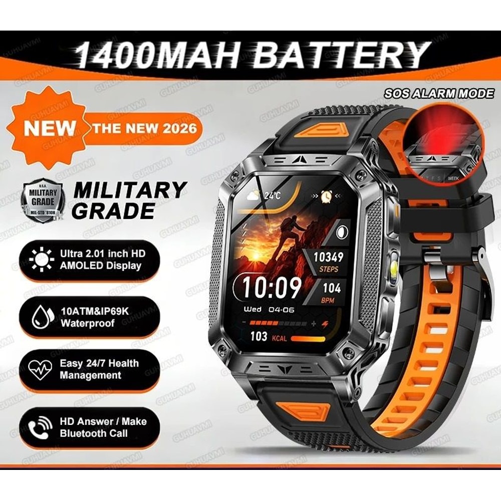 TANK Ultra Military Smart Watch 1400mAh Battery 201 AMOLED 10ATM Waterproof GPS Tactical SmartWa 10