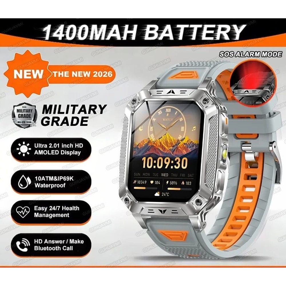 TANK Ultra Military Smart Watch 1400mAh Battery 201 AMOLED 10ATM Waterproof GPS Tactical SmartWa 11