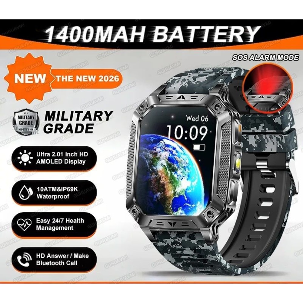 TANK Ultra Military Smart Watch 1400mAh Battery 201 AMOLED 10ATM Waterproof GPS Tactical SmartWa 12