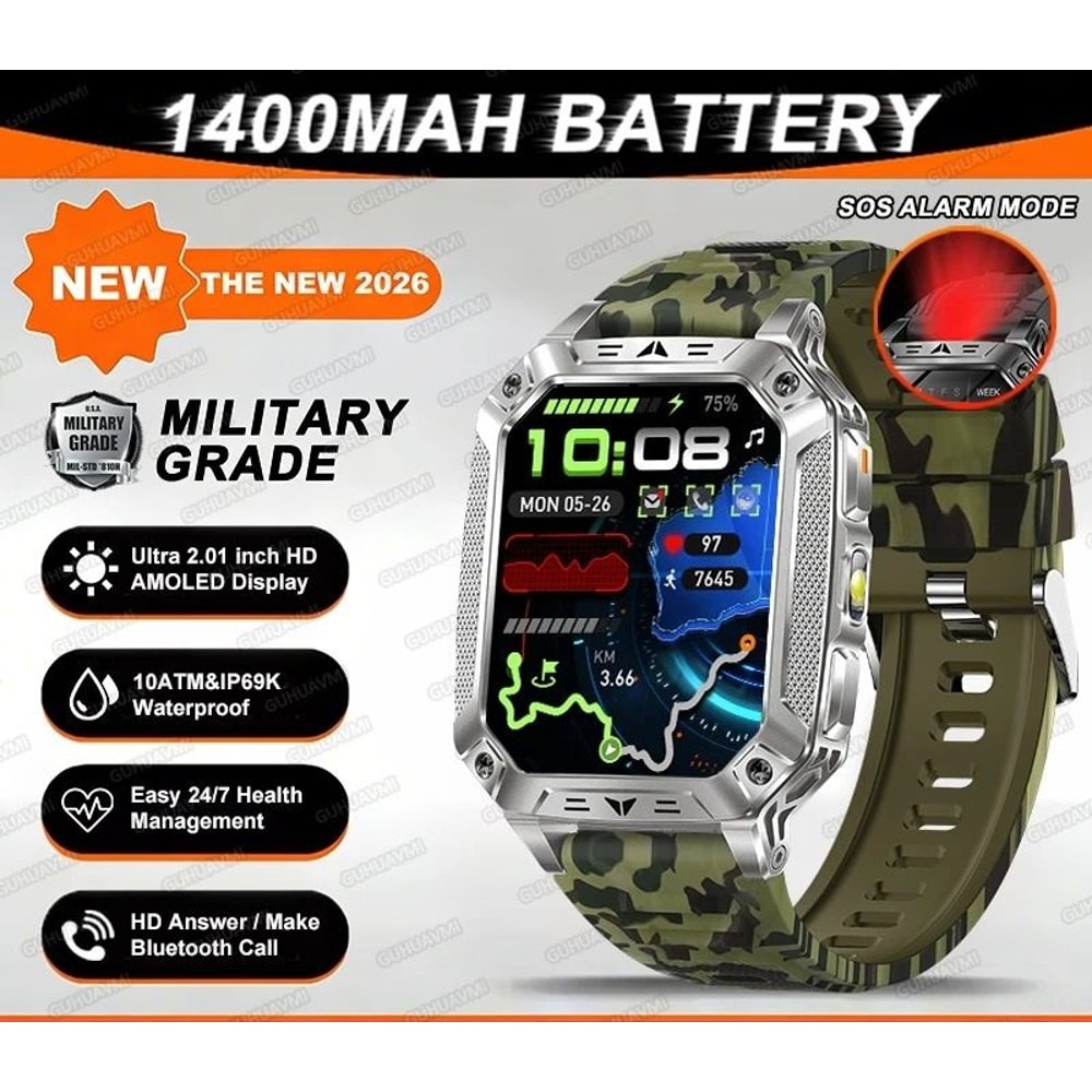 TANK Ultra Military Smart Watch 1400mAh Battery 201 AMOLED 10ATM Waterproof GPS Tactical SmartWa 13