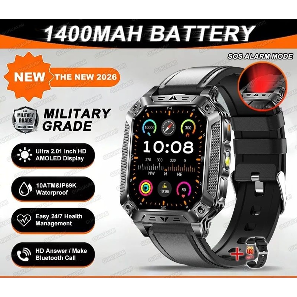 TANK Ultra Military Smart Watch 1400mAh Battery 201 AMOLED 10ATM Waterproof GPS Tactical SmartWa 14