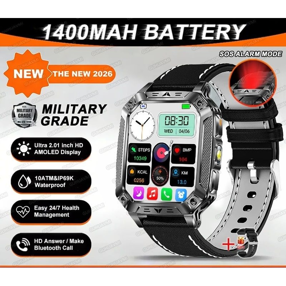 TANK Ultra Military Smart Watch 1400mAh Battery 201 AMOLED 10ATM Waterproof GPS Tactical SmartWa 16