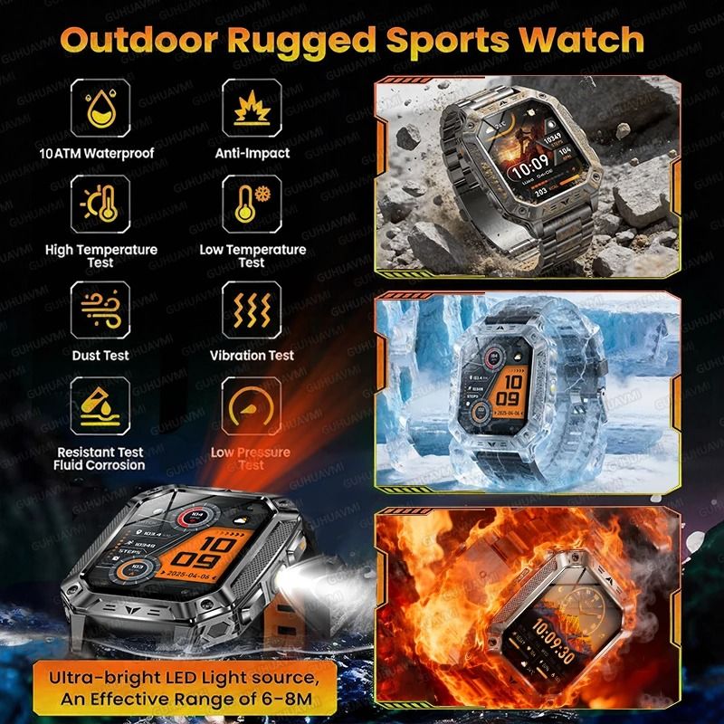 TANK Ultra Military Smart Watch 1400mAh Battery 201 AMOLED 10ATM Waterproof GPS Tactical SmartWa 6