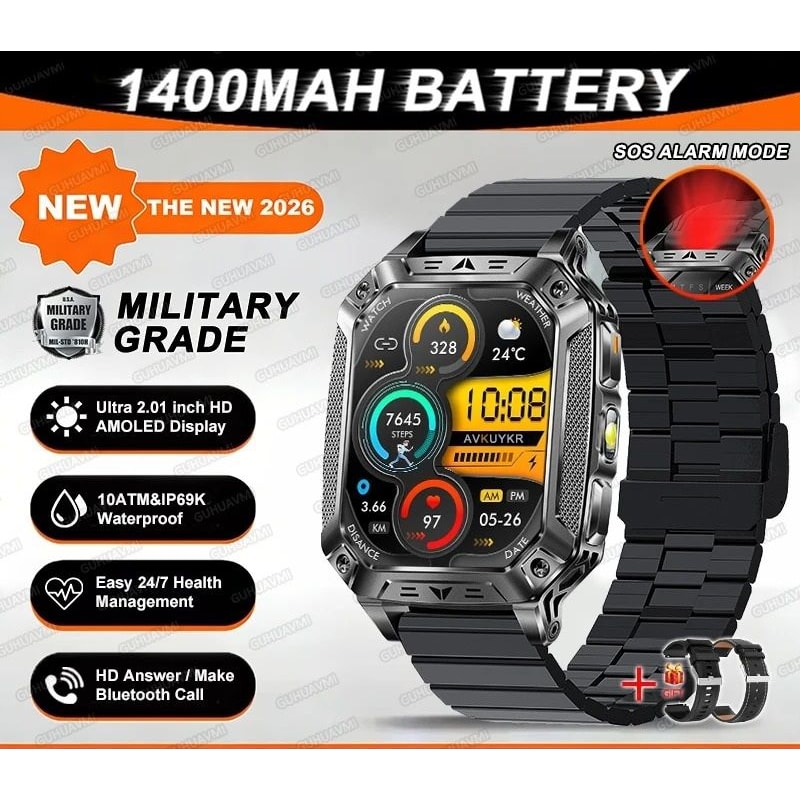 TANK Ultra Military Smart Watch 1400mAh Battery 201 AMOLED 10ATM Waterproof GPS Tactical SmartWa 21