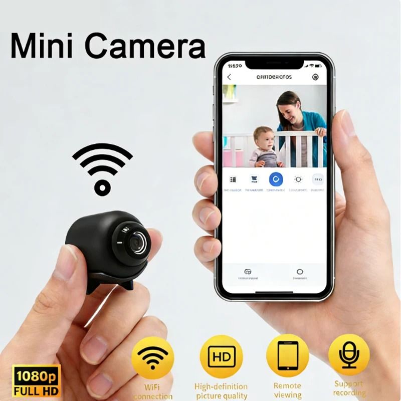 Smart Home Mini Surveillance Camera 1080P HD Night Vision WiFi Connected Motion Detection Securi 0