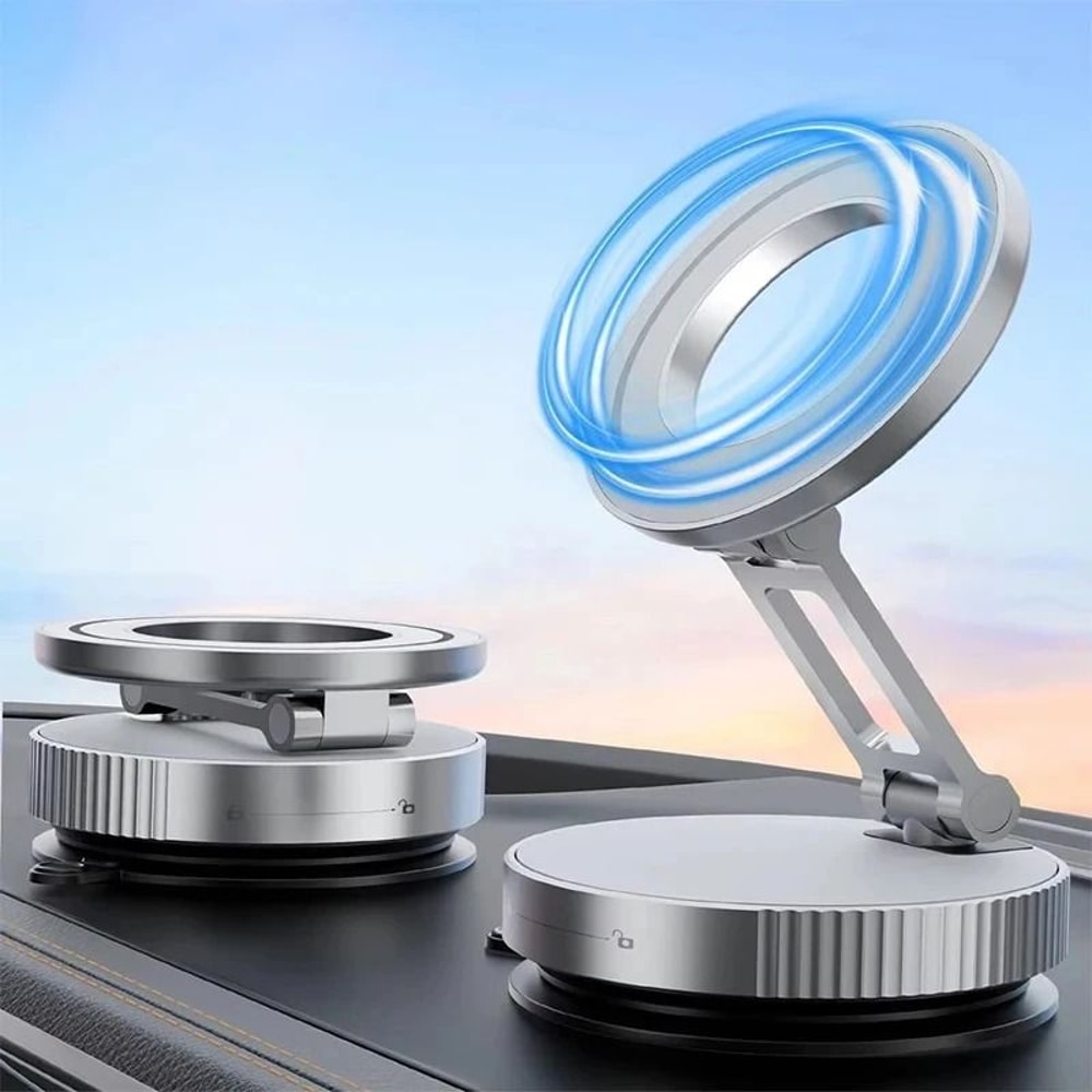 Vacuum Magnetic Car Phone Holder 360 Adjustable Suction Cup PocketSized Foldable Magnetic Mount 8