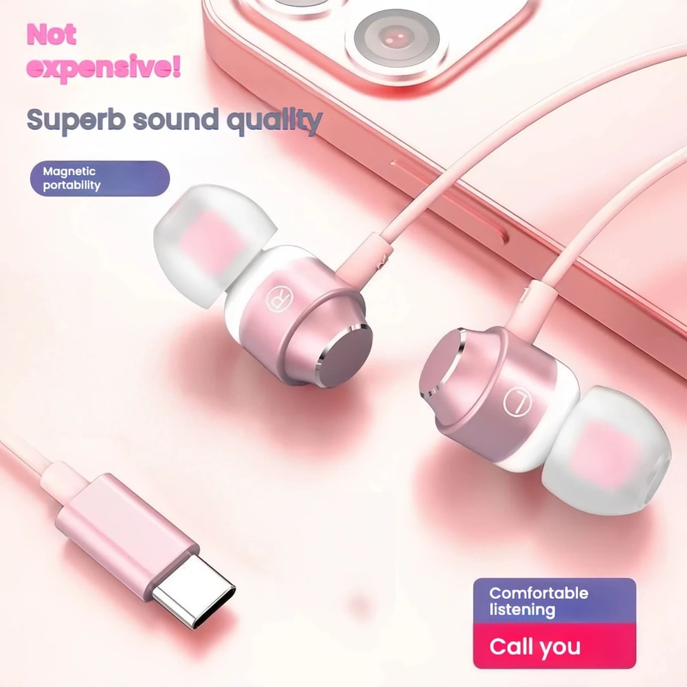Universal TypeC Digital Audio Earbuds HiFi Wired Headset With Integrated DAC Chip Pro Audio For M 8