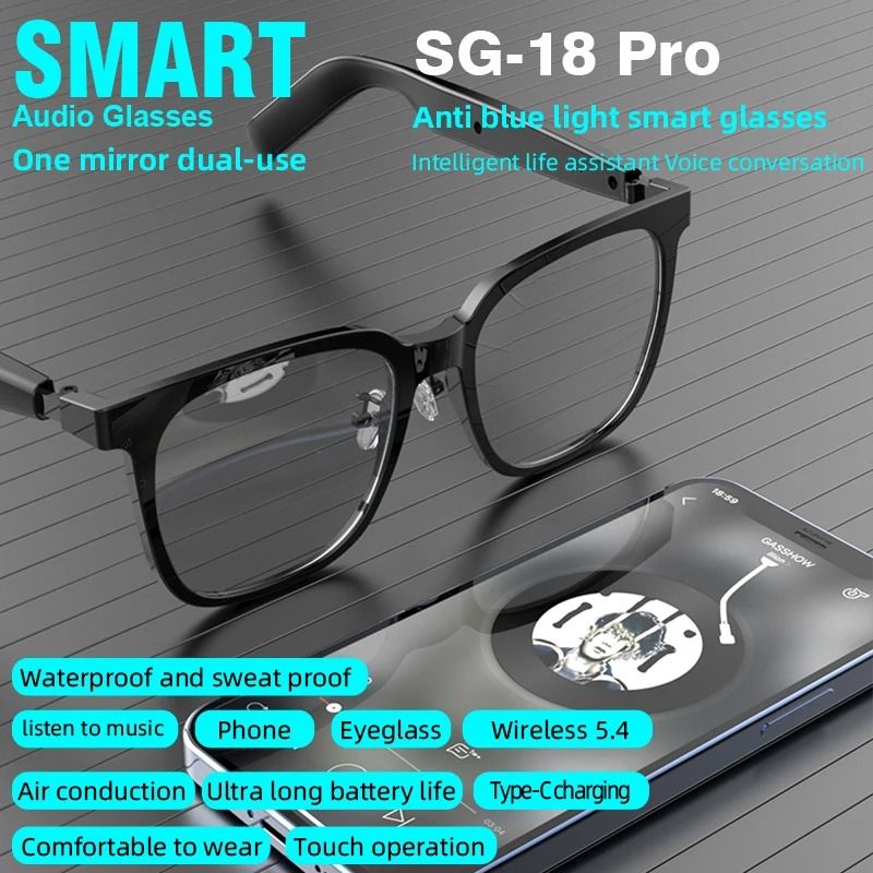SG18 Pro 2in1 Smart Glasses Magnetic Polarized Lenses TWS Audio HiFi Wireless Stereo Eyewear 2