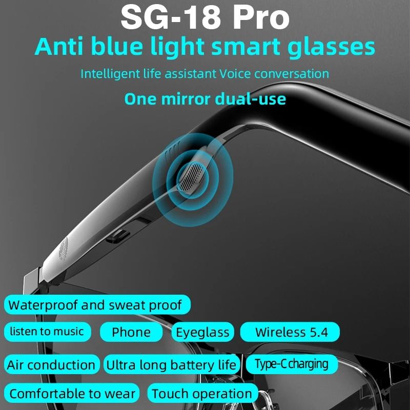 SG18 Pro 2in1 Smart Glasses Magnetic Polarized Lenses TWS Audio HiFi Wireless Stereo Eyewear 5