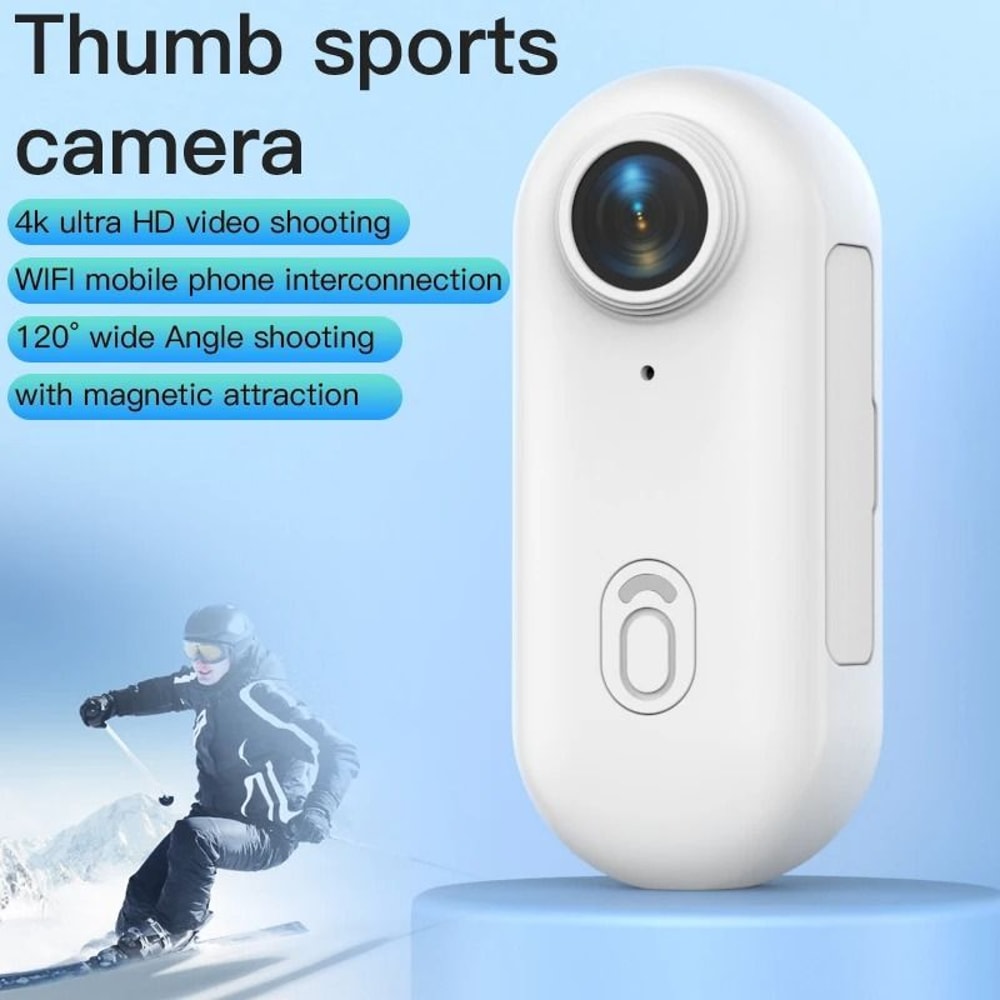 4K Thumb Action Camera UltraCompact HD Sports Cam Digital Image Stabilization Pro AutoExposure 3