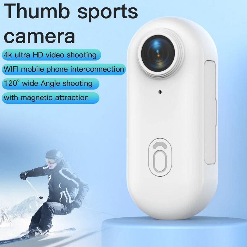4K Thumb Action Camera UltraCompact HD Sports Cam Digital Image Stabilization Pro AutoExposure 3