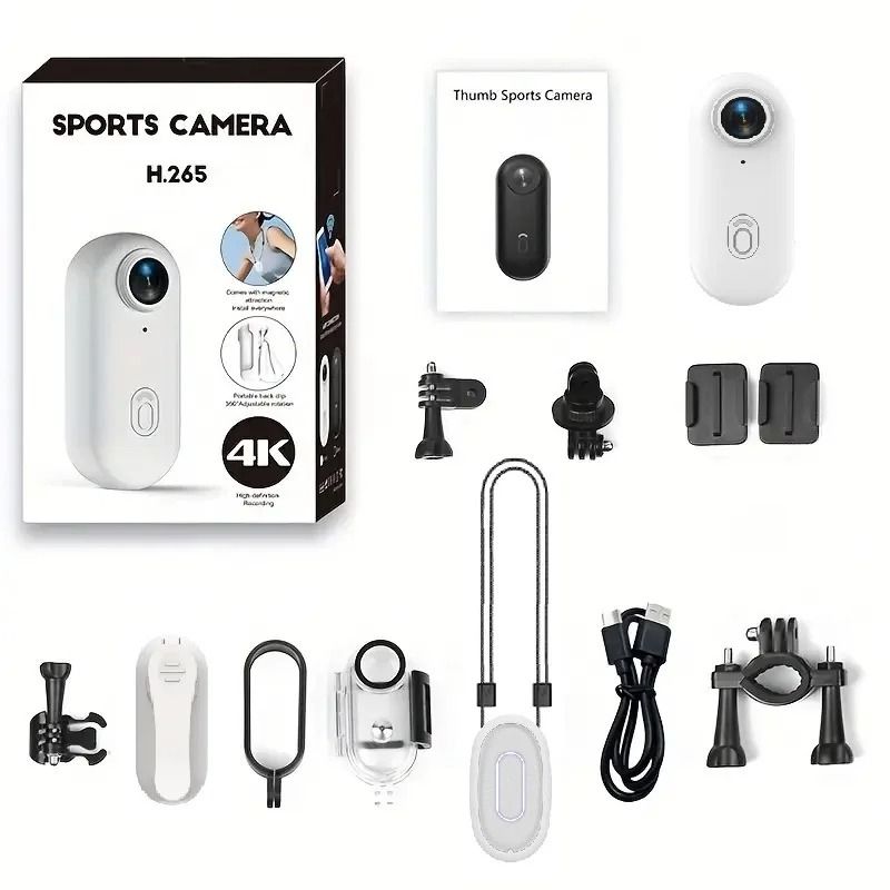 4K Thumb Action Camera UltraCompact HD Sports Cam Digital Image Stabilization Pro AutoExposure 7