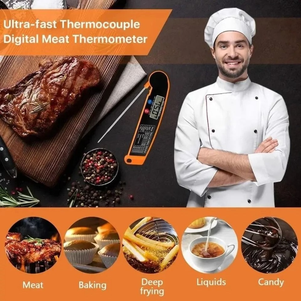 Instant Read Meat Thermometer 2Second Accuracy Waterproof Precision Tool For BBQ Kitchen 5