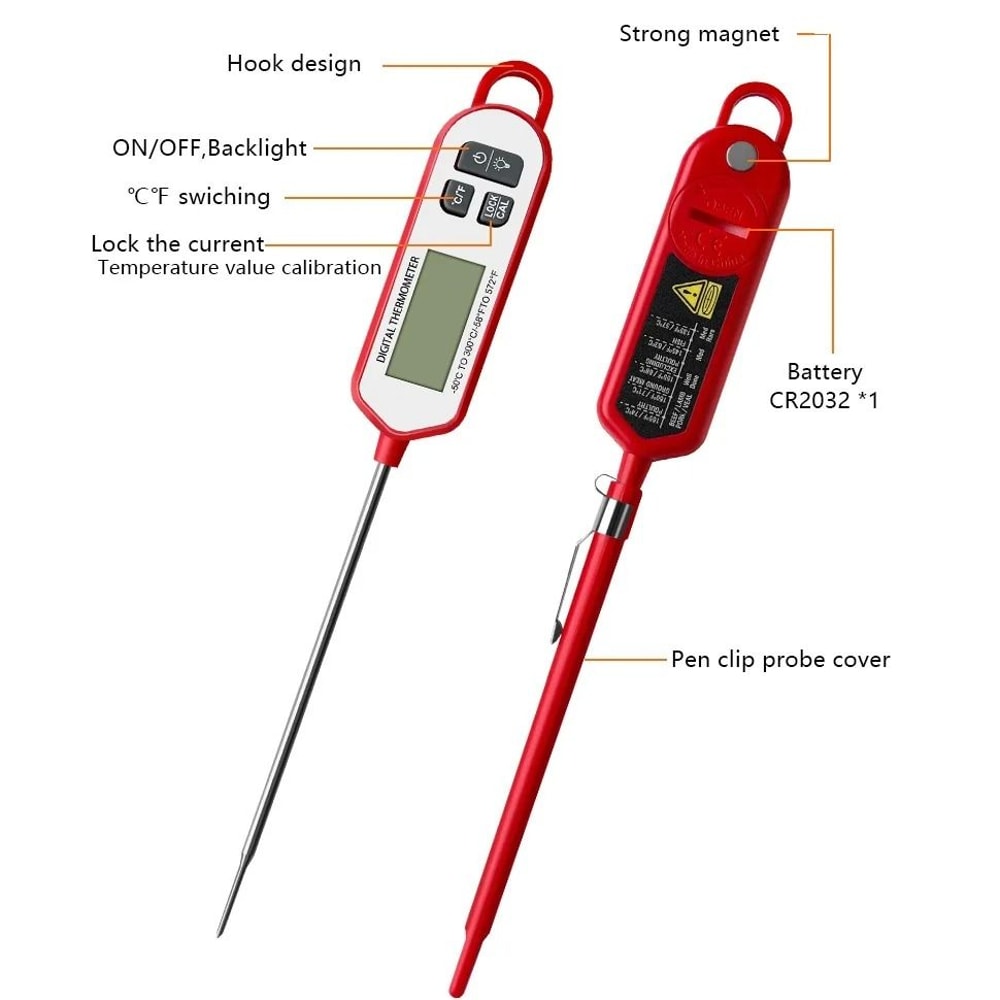 Instant Read Digital Meat Thermometer Pro Backlit Display Precision Probe For BBQ Oil Liquids 3