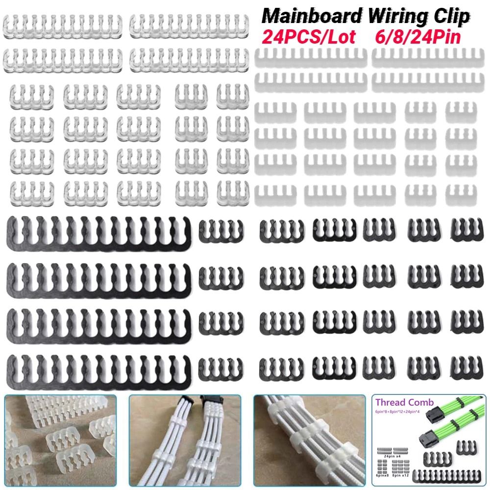 24Piece PC Cable Comb Set Premium Wire Management Clamps Motherboard GPU Power Cable Organizer 0