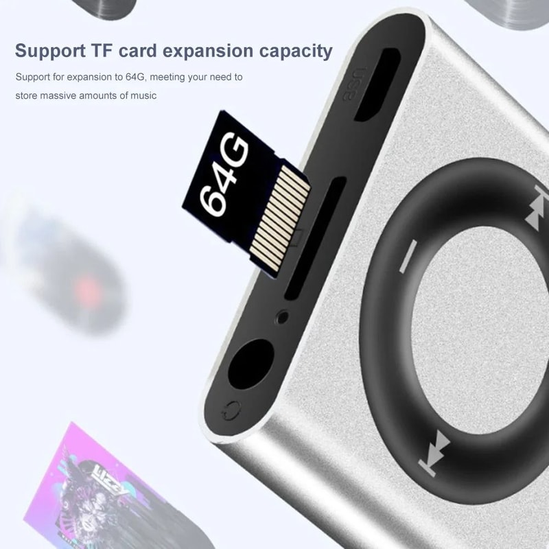 Mini Metal Sports MP3 Player Clipon HiFi Music Player With Builtin Speaker 64GB Expansion 3