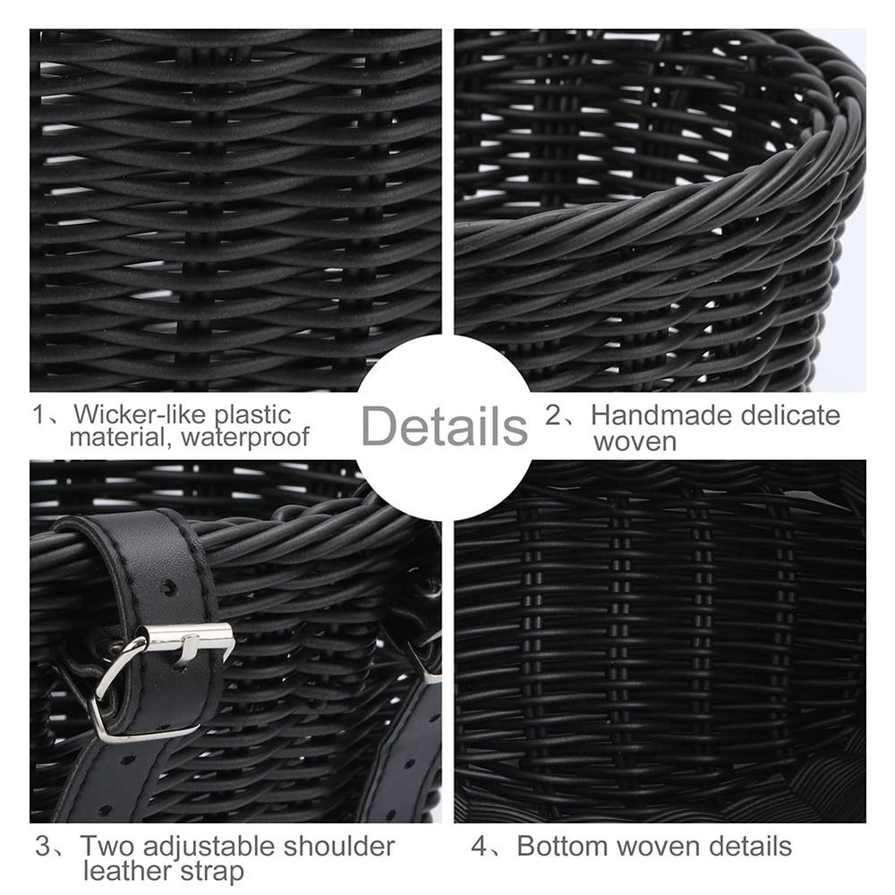 Adjustable Woven Bicycle Front Basket HandCrafted Handlebar Cargo Hub MultiFunctional Bike Storag 5