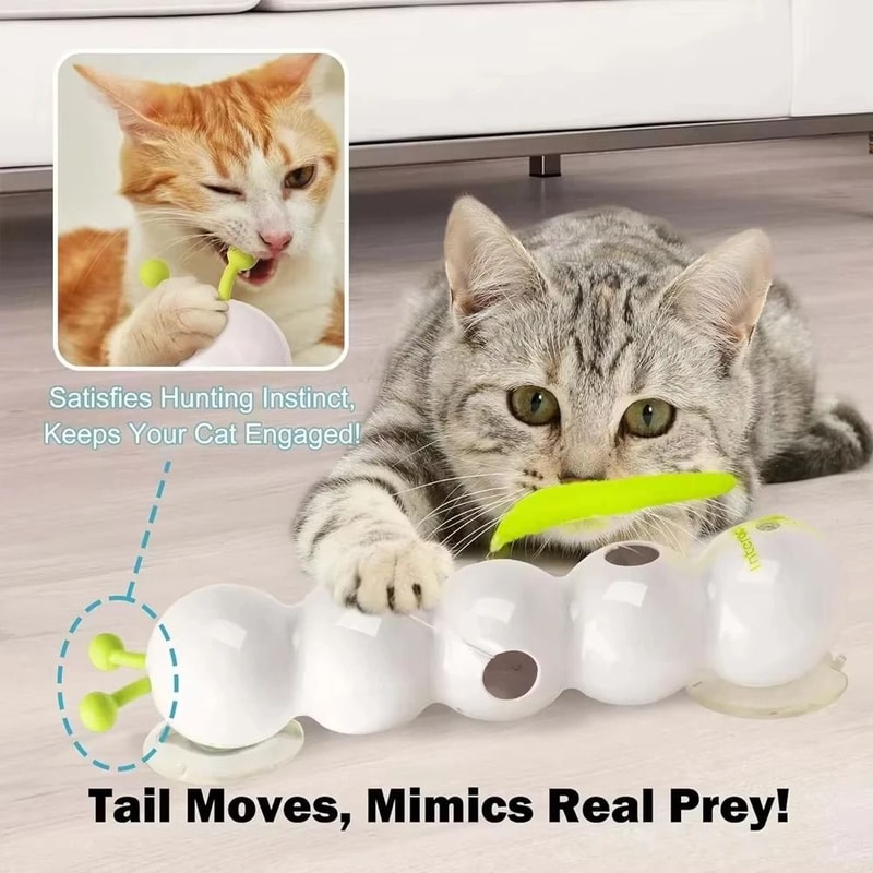 Interactive Caterpillar Cat Toy MotionActivated WhackAWorm Rechargeable Automatic Teaser With Sen 1
