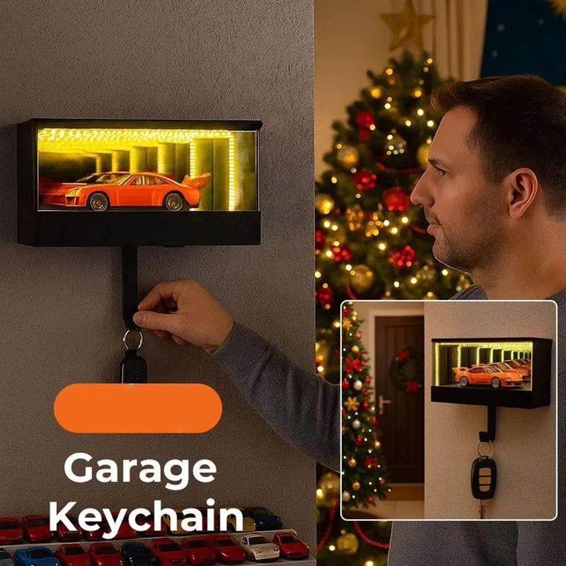 Car Garage Key Organizer WallMounted Entryway Key Hanger With LED Light Modern Home Office Decor 1