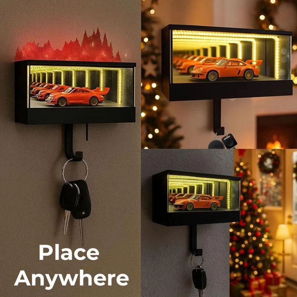 Car Garage Key Organizer WallMounted Entryway Key Hanger With LED Light Modern Home Office Decor 3