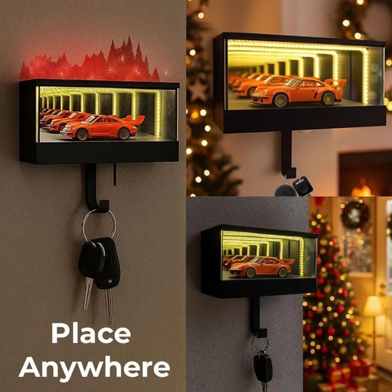 Car Garage Key Organizer WallMounted Entryway Key Hanger With LED Light Modern Home Office Decor 3