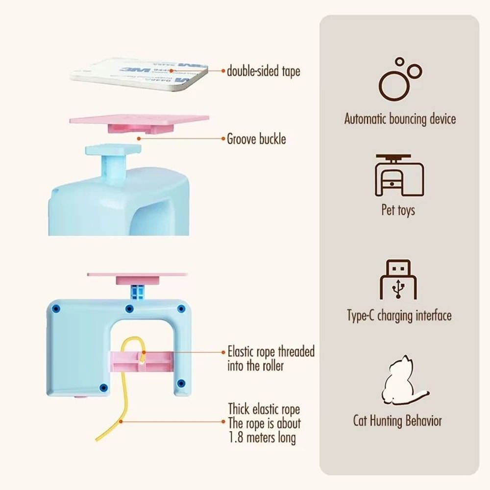 Interactive Electric Cat YoYo Smart DoorHanging Automatic Ball Toy SelfEntertainment Feline Amuse 5