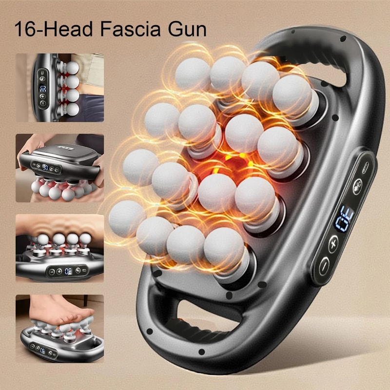 Deep Tissue Percussion Massage Gun Professional Muscle Recovery Device With 16 Heads Electric Bod 1
