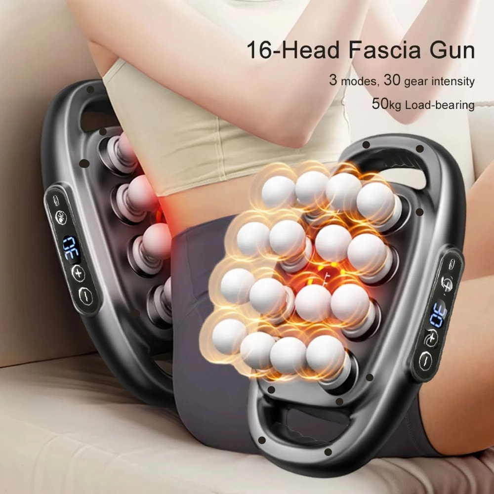 Deep Tissue Percussion Massage Gun Professional Muscle Recovery Device With 16 Heads Electric Bod 3