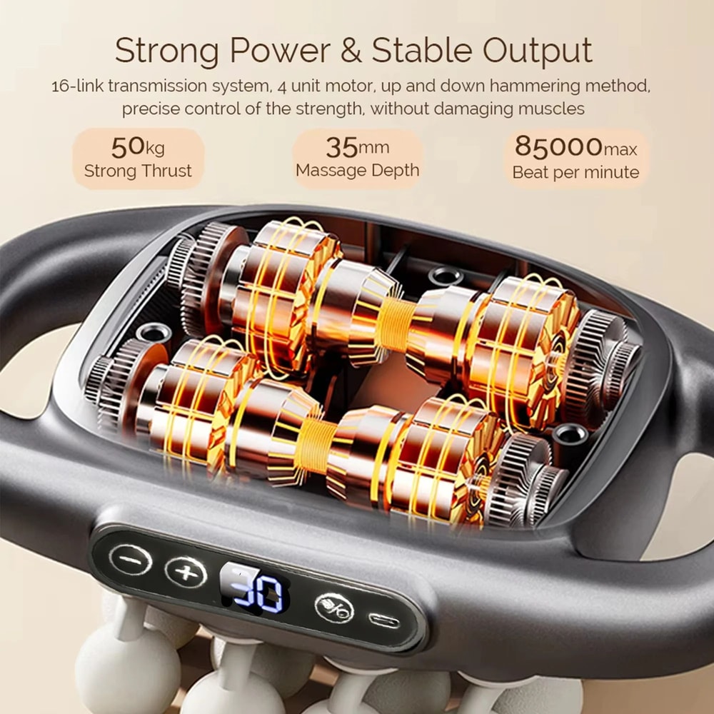 Deep Tissue Percussion Massage Gun Professional Muscle Recovery Device With 16 Heads Electric Bod 5