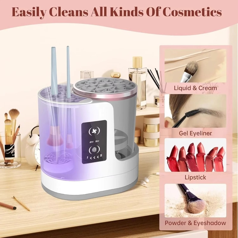 3in1 Electric Makeup Brush Cleaner Automatic Cosmetic Brush Washer Dryer Portable USB Sanitation 1