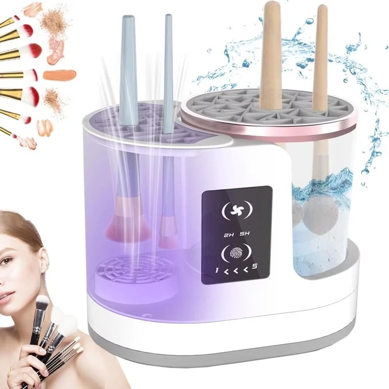 3in1 Electric Makeup Brush Cleaner Automatic Cosmetic Brush Washer Dryer Portable USB Sanitation 3