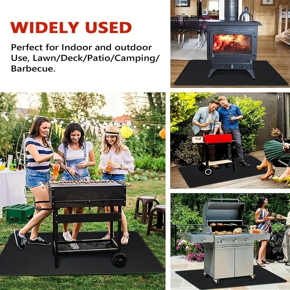 Outdoor Fire Pit BBQ Protective Mat Flame Retardant HeatResistant Pad HeavyDuty Floor Deck Guar 2