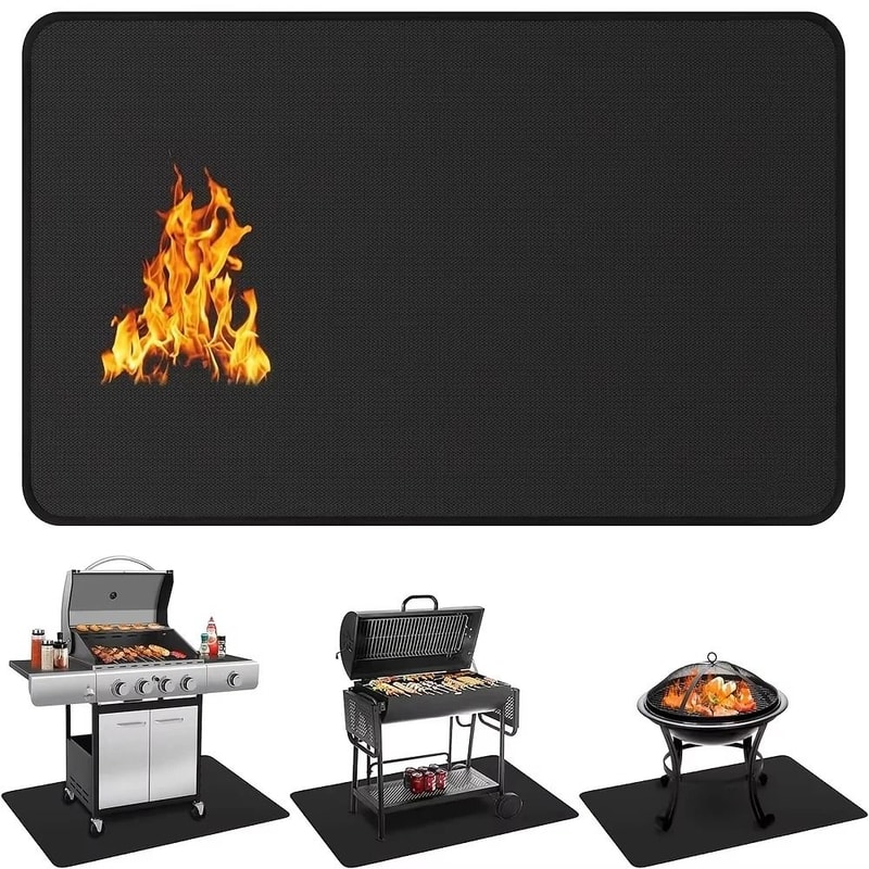 Outdoor Fire Pit BBQ Protective Mat Flame Retardant HeatResistant Pad HeavyDuty Floor Deck Guar 5