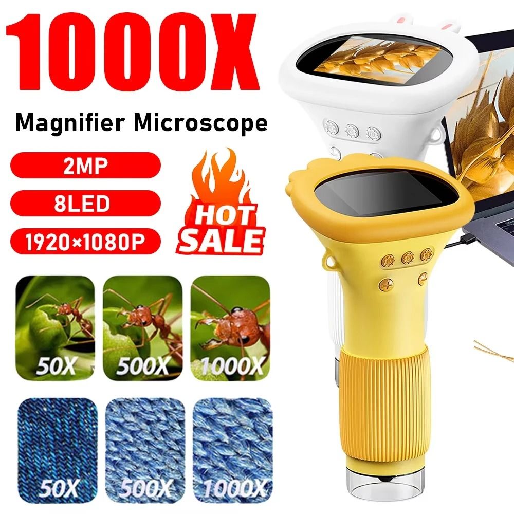 Digital Kids Learning Microscope 1000x HD Magnifier With 200MP Lens Educational Photo Video Scie 1