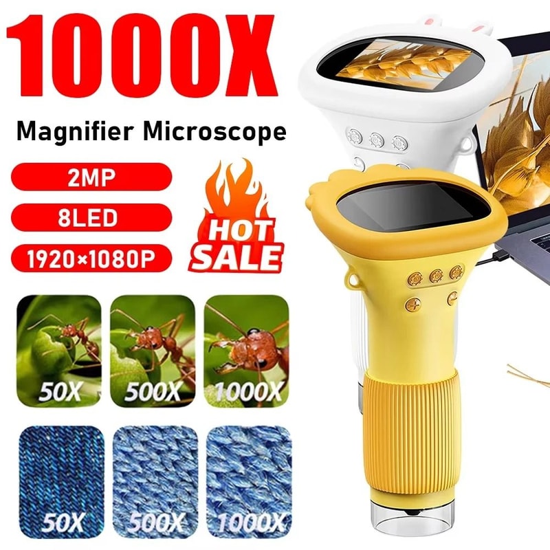 Digital Kids Learning Microscope 1000x HD Magnifier With 200MP Lens Educational Photo Video Scie 1