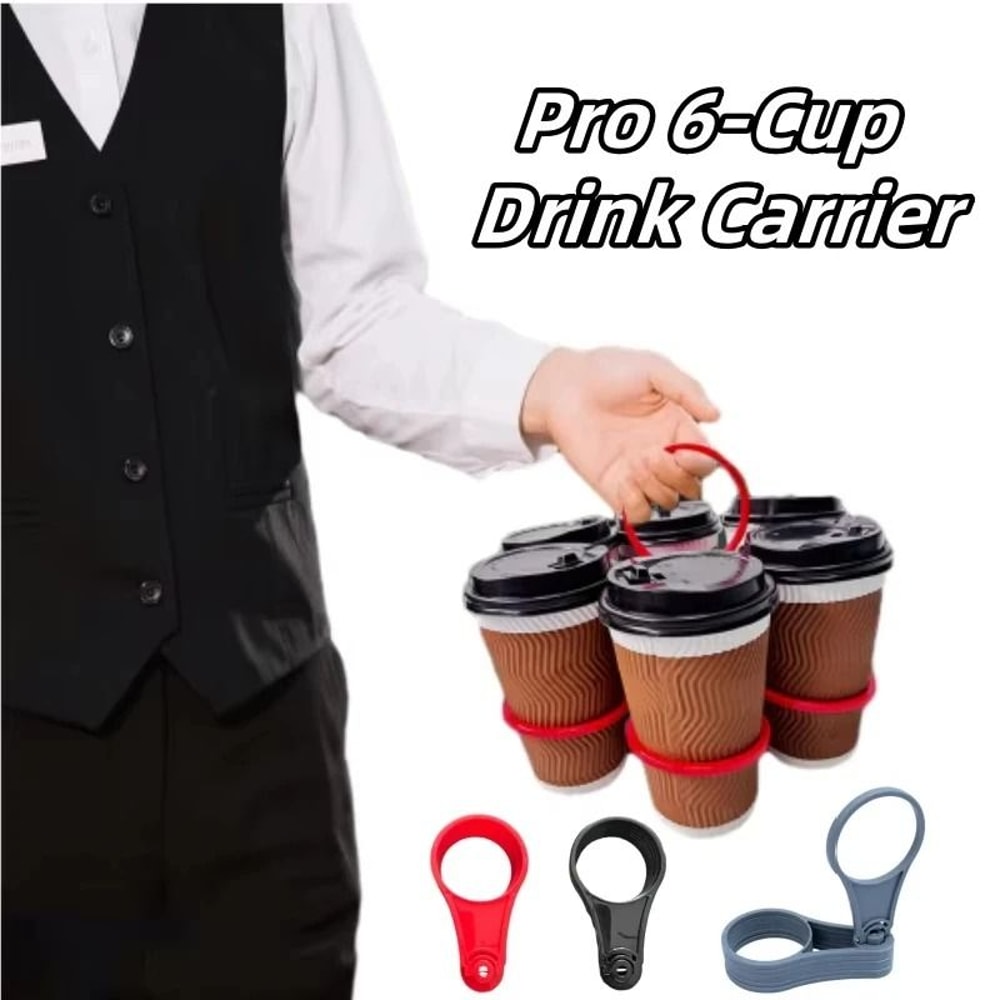Foldable 6Pack Drink Carrier Portable Reusable Coffee Cup Holder With Handle HighYield Bar Party 0