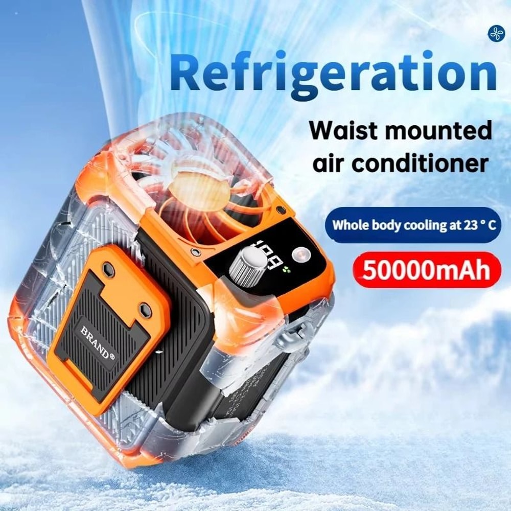 Mini HighSpeed Waist Hanging Neck Fan Bladeless Portable Cooling Hub With Power Bank LED Lightin 1