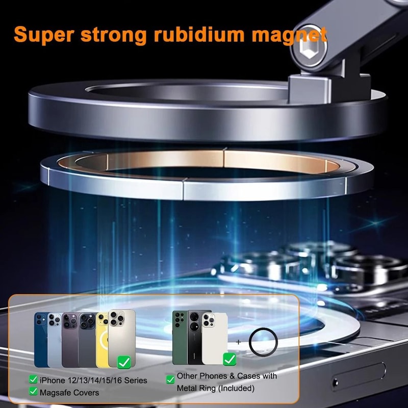 X93 Magnetic Electric Vacuum Phone Mount 360 Rotating Folding Stand For Car Gym Desktop Streaming 3