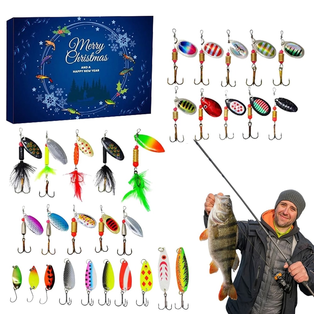 24Day Fishing Advent Calendar Christmas Surprise Countdown Set Professional Fishing Gear Mystery 0